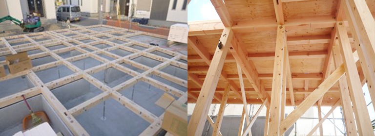 姫路市でZEHの自然素材 柱・土台・大引